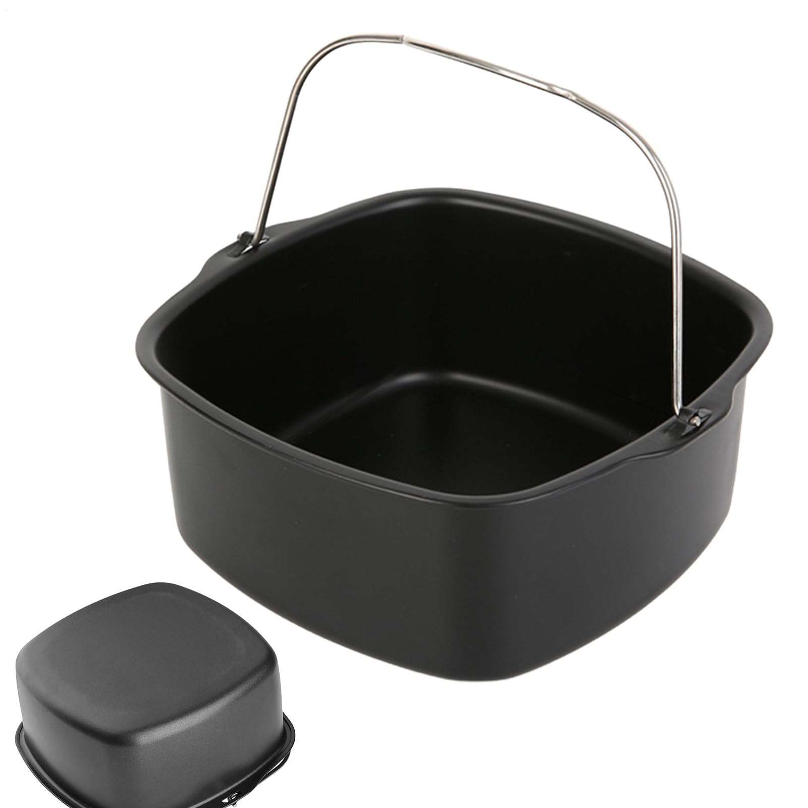 Generisch Bandeja para horno 17,5 x 17,5/20 x 20 cm, cuadrada, para freidora de aire caliente, aspecto de piedra, apta para lavavajillas, acero de aluminio de buena calidad, molde para tartas Air