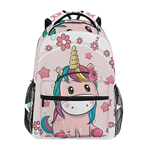 Unicornio con Flores Mochila Escolar para niños niñas Bolsa de Viaje Bookbag