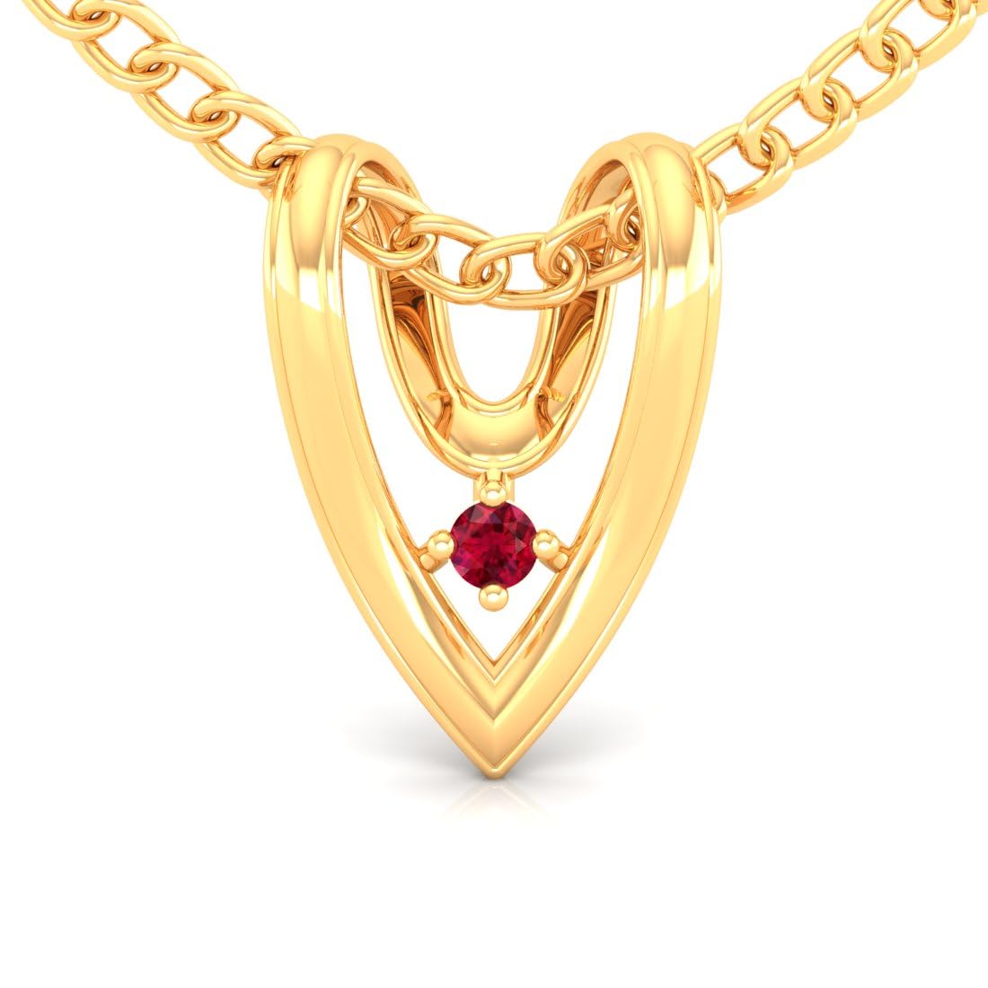p.c. chandra jewellers 14K Gold Pendant (without chain) With Delicately Curved Heart Design And Stone Accent For Women - 0.21 Gram-picture-10