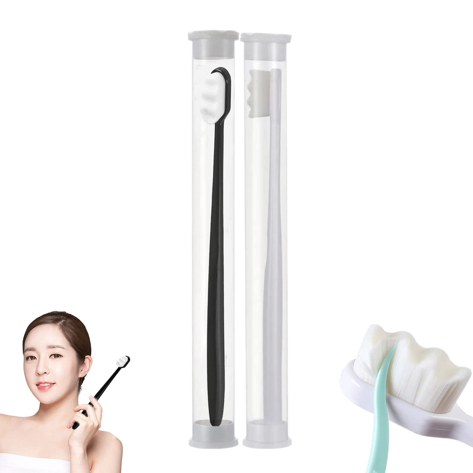 BREVI Nordic-Inspired Premium Nano Toothbrush, Ultra-Fine Soft Toothbrush with 20000 Soft Bristles for Sensitive Gums and Teeth (White+Black)