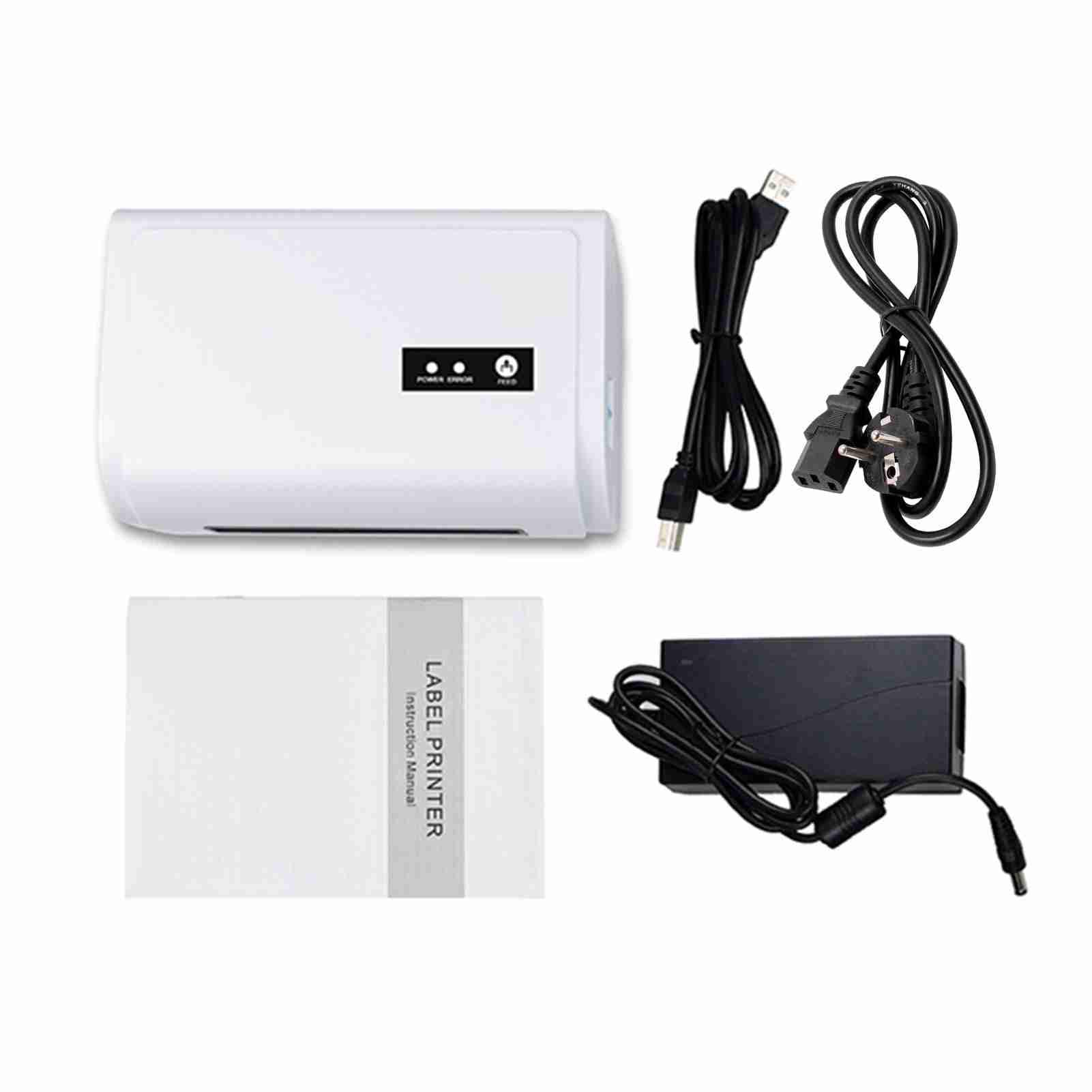HUIOP Termiczna drukarka etykiet, drukarka etykiet termicznych drukarka etykiet szybka wysyłka obsługa połączenia USB BT szerokość papieru 40-110 mm