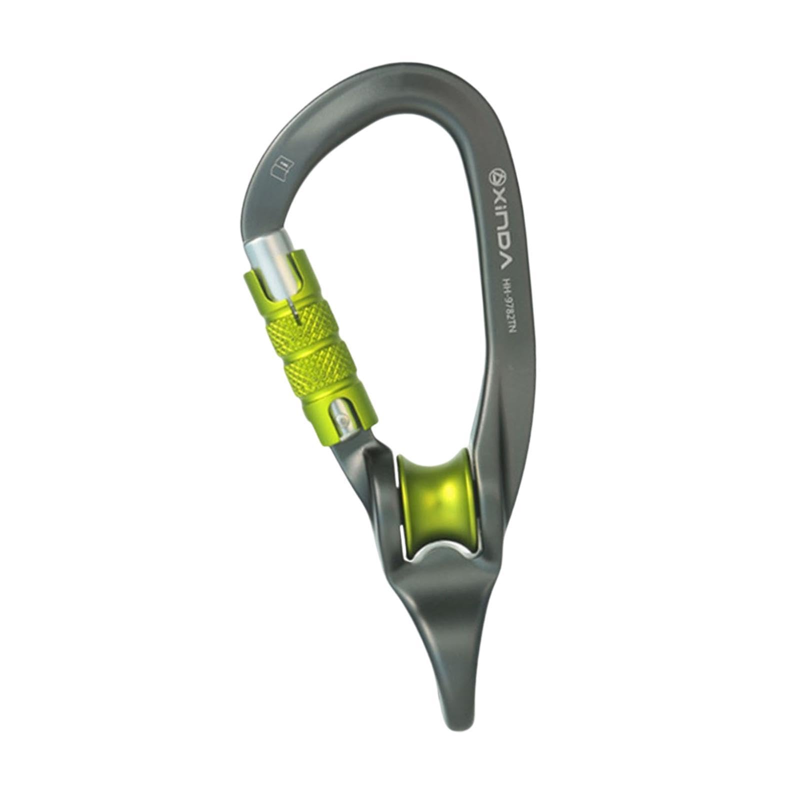 Mosquetón Rock Climbing Pulley Carabiner con Diseño de Cierre Automático Estructura Resistente de Aluminio y Acero Apertura Grande Compatible con