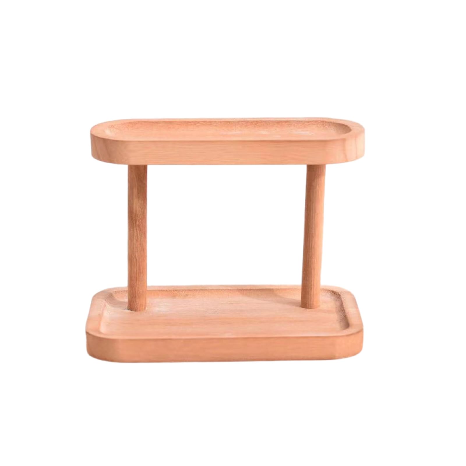 LiRRvb Wood Holder for Hallways 2-Tiers Desktop Organiser Shelf Desk Jewelry Display Rack Space Saving Keys Efficient