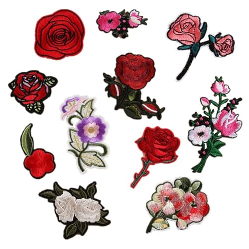 Sbshiouu 11 parches bordados de rosas para planchar o coser en la ropa