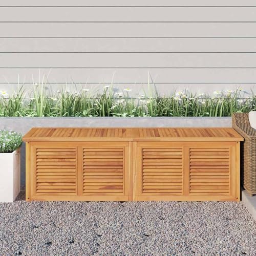 Gecheer Caja de Almacenaje de Jardín,Baul almacenaje Exterior,Arcón de Ordenación Exterior para Muebles de Patio,Cojines de Exterior con Bolsa Teca Maciza 175 x 50 x 53 cm