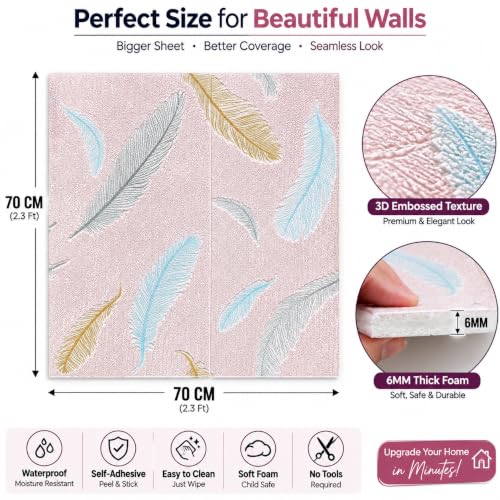 Image of Barebeauty 70 x 70 CM Brick Wallpaper 3D Wall Panel | Self-Adhesive Waterproof Foam Wall Sticker | Peel & Stick Decor for Home, Bedroom & Living Room (Pack of 25, 131.75 Sq. Ft. Approx)