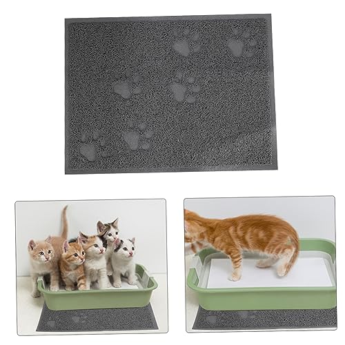 BUGUUYO 1個 猫砂クッション キャットフードフィーダー マット 猫砂パッド 自動ペットフィーダー 遊ぶ リムーバースポンジ ゴミ 猫砂 ャー トラッパー Grey