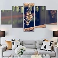 SIGNWIN 5 Panel Canvas Wall Art Modern Art Ants Butterfly Colorful Insects Minimalist Multicolor Photography for Home Decorations Ready to Hang - 60