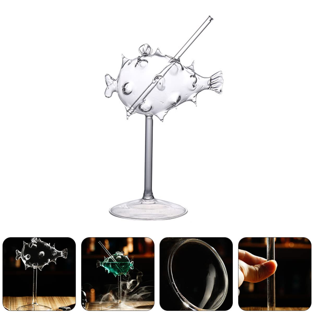 BESTonZON 2stücke Kreatives Cocktailglas Im Globefisch-Design Transparentes Glas Für Wein Saft Und Cocktails Für Partys Bankette Zuhause Hotels Und Bars Praktisches Trinkgefäß Für