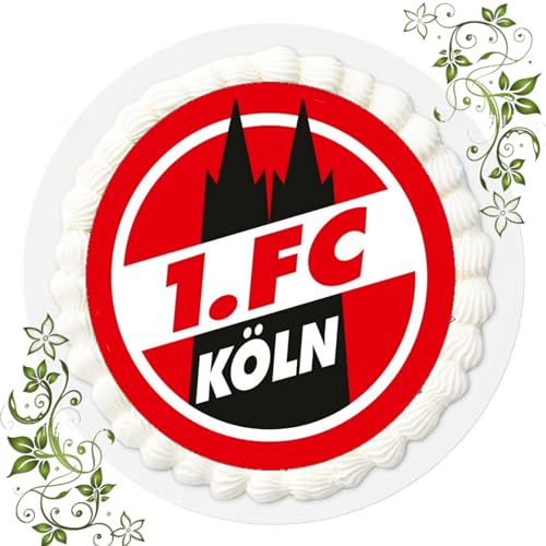 Für den Geburtstag ein Tortenbild, Zuckerbild mit Motiv, Essbares Foto für Torten, Tortenbild, Tortenaufleger Ø 20cm FONDANT Fussball Köln Nr. 48
