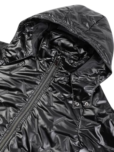 Image of LURE JUNIOR Boys Solid Winter Wear Hooded Puffer Jacket For Kids Metallic Black 12-18 Months