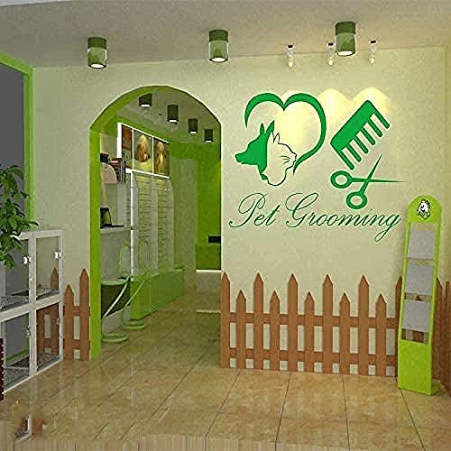 Pegatinas de pared Extraíble PVC Calcomanía de pared Habitación de los niños Calcomanía de pared Cuidado de mascotas Salón Perro Gato Tienda Imagen Papel tapiz Pared Etiqueta de vidrio Mural 40X55Cm Cover