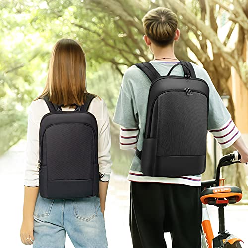 LOVEVOOK-Slim-Laptop-Backpack-for-Men-Lightweight-Leather-Business-Laptop-Bag-for-Women-Unisex-Bookbag-Computer-Bag-Purse-for-Commuting-College-156-Inch-Black