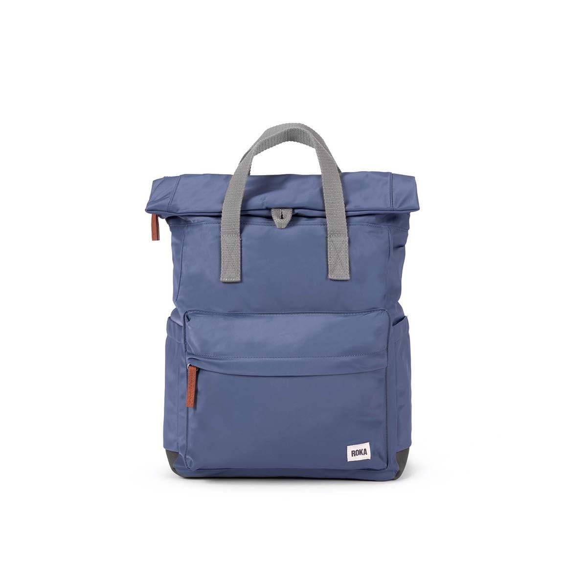 ROKA Canfield Roll Top Backpack for Women & Men - Medium Nylon Roll Top Rucksack w/Magnetic Closure - Work, School, Travel Backpack - Airforce Blue