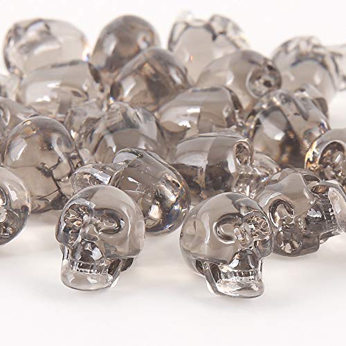 Mini Acrylic Skull Head Ornaments Halloween Party Decoration Pirate Cave Tomb Treasure Skull Figurine Decorative Statue Crystal Gray(24 Pieces)