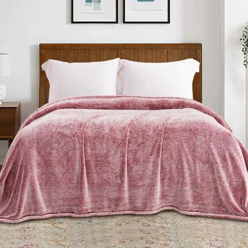 Image of Exclusivo Mezcla Plush Fuzzy Fleece Throw Blanket Extra Large, Super Soft, Fluffy and Warm Blankets for Couch, Bed, All Season (Mixed Deep Red, 50x70 inches)