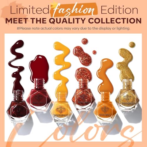 Image of modelones Fall Nail Polish Set, 6 Colors Quick Dry, Nail Art Kit