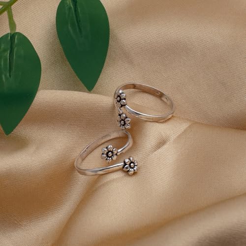 Image of 925 Sterling Silver Peacock Design Toe Ring for Women and Girls | Polish Adjustable Toe Bichiya | Adjustable