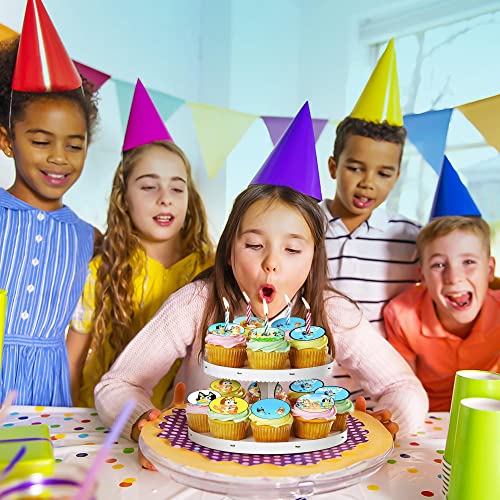30X Blue Dog Cupcake Toppers – Edible Happy Birthday Décor, Wafer Sheet Cake Decorating #TOP4