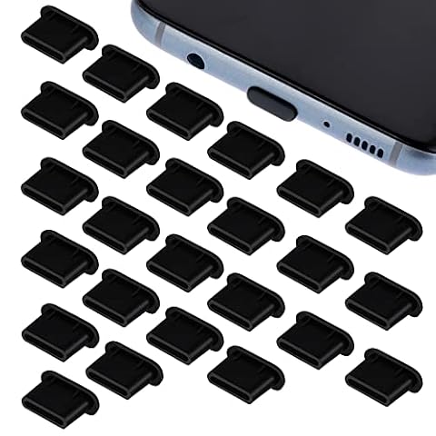Giantree Zestaw 25 sztuk wtyczek antypyłowych typu C, silikonowe antypyłowe osłony do portu ładowania USB C, osłony antypyłowe na wtyki typu C, zatyczki do smartfonów i laptopów