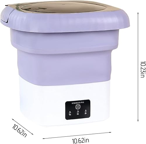 Miniatura 7 de Lavadora portátil plegable, pequeña lavadora para ropa interior, ropa, adecuada para apartamentos, dormitorios, camping, viajes (morado)