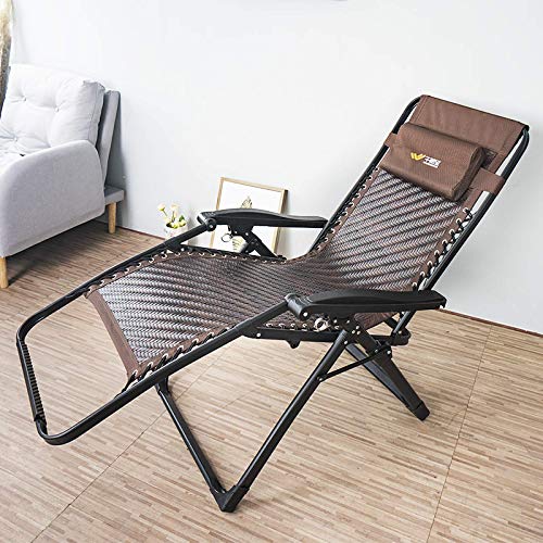Chaise longue zero gravity pliable noire avec oreiller pour jardin - 3