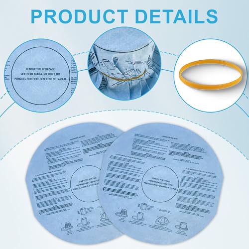 Shop Vac Filters VF2002 - 8-Pack Reusable Wet Dry Vac Disc Filters with 8pcs Retaining Bands for 5 Gallon and Larger Shop Vac Wet/Dry Vacuum Cleaners