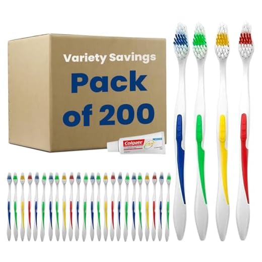 Variety Savings 200 Toothbrushes Bulk Wholesale Quantity Standard Size, Dental Care Toiletries, Medium Soft Bristles, Individually Wrapped, Homeless Care, Disposable Use, Hotels, Travel