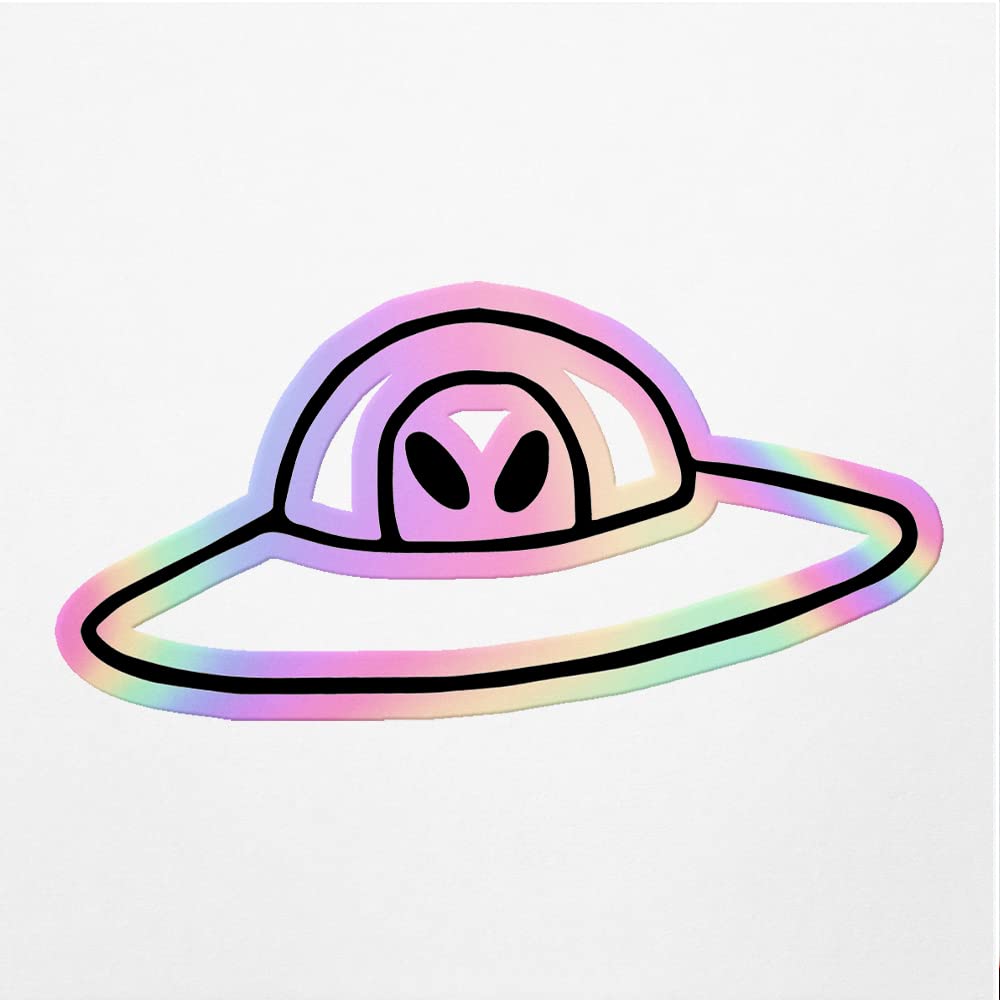 Holographic Decal Stickers of UFO Premium Waterproof Vinyl Decal Stickers for Laptop Phone Accessory Helmet Car Window Mug Tuber Cup Door Wall