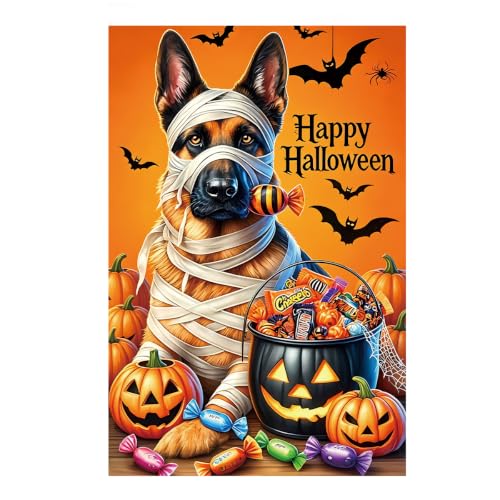 NHBTC Happy Halloween German Shepherd Dog Garden Flag 12x18 Lawn Yard Decor - image 1