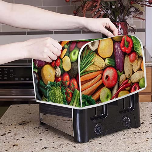 Image of Talayituse Vegetables Print 2 Slice Toaster Covers Dust Protection Bread Maker Covers Toaster Oven Cloth Cover Kitchen Accessories Washable Appliance Cover