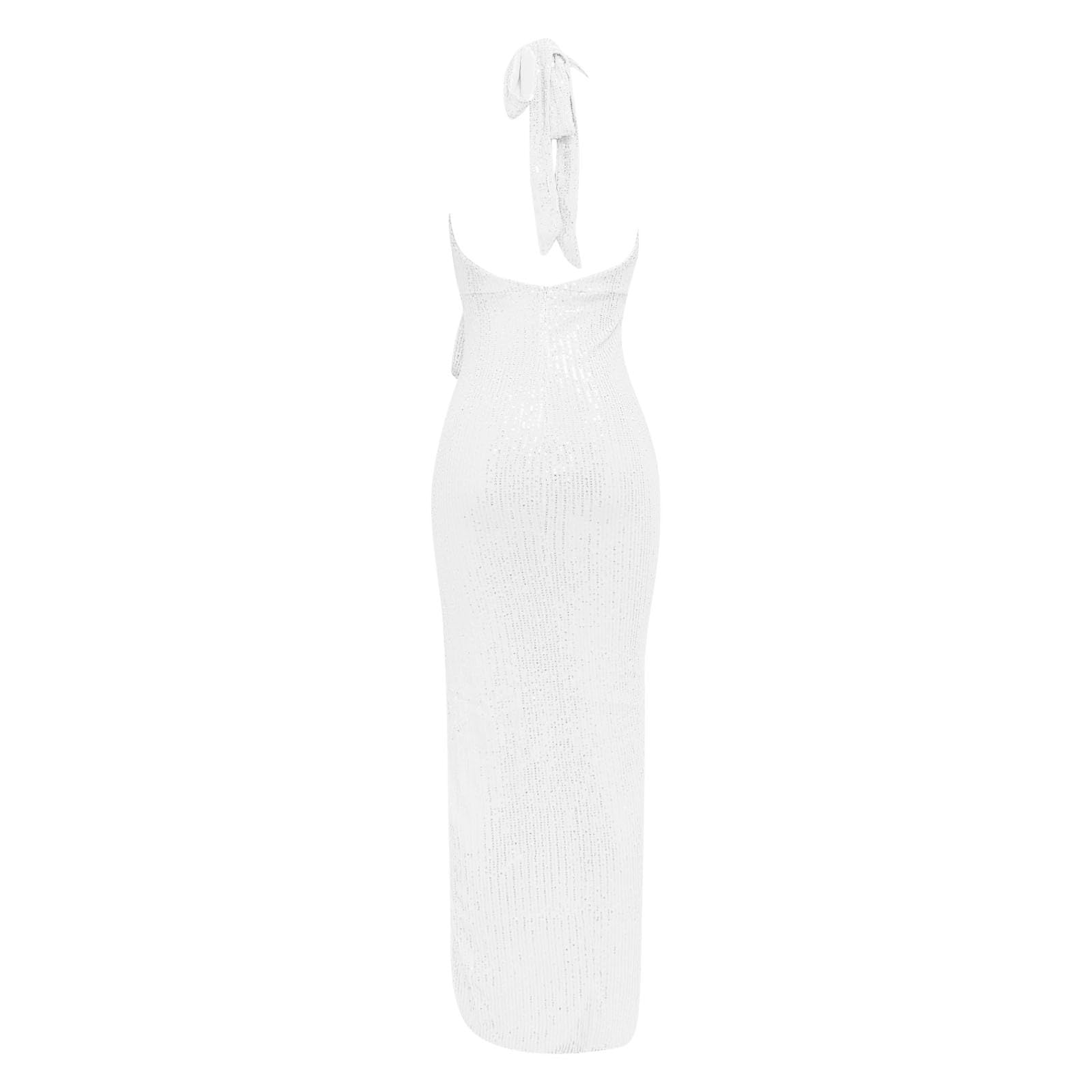 Abito da sera lungo da donna, con spacco glitterato, sexy, con scollo a V, con paillettes, abito da sera, ballo, matrimonio, damigella d'onore