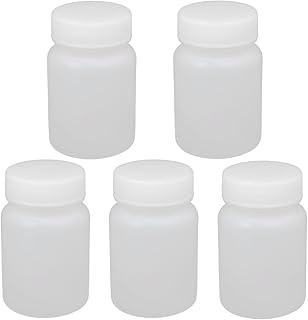 Aexit 5pcs 60ml Funnels Plastic Wide Mouth Laboratory Reagent Bottle Sample Thicken Filtering Funnels Bottle Clear