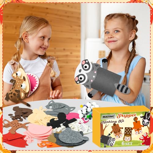 WATINC Felt Handpuppe DIY Art Craft Set Puppentheater Kreatives DIY-Set zum Selbermachen für Geschichtenerzählen Rollenspiel Partyzubehör Geschenk für Mädchen und Jungen (Wald A) – Bild 6