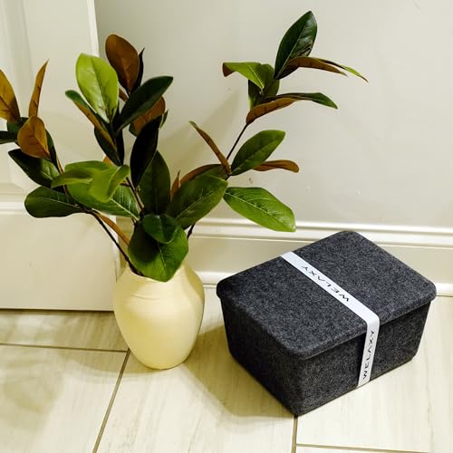 Image of Welaxy felt tray Lid for Storage Bins Drawer Organizer bin cap of box for junk stuff stationery makeup jewelry closet bathroom minimalist lifestyle (Charcoal Lid, M)