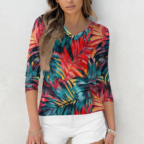 HTHLVMD Womens 3/4 Length Sleeve Tunic Tops Summer Fall Outfits 2025 Three Quarter Sleeve Casual V Neck T Shirts for Women