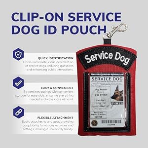 ActiveDogs Service Dog ID Card Pouch - Clip On Identification Badge Display Tag Holder & Carrier with Zippered Pocket for Small Bag Items - Made in USA, 5" x 4", Red ActiveDogs Service Dog ID Card Pouch – Clip On Identification Badge Display Tag Holder & Carrier with Zippered Pocket for Small Bag Items – Made in USA, 5″ x 4″, Red