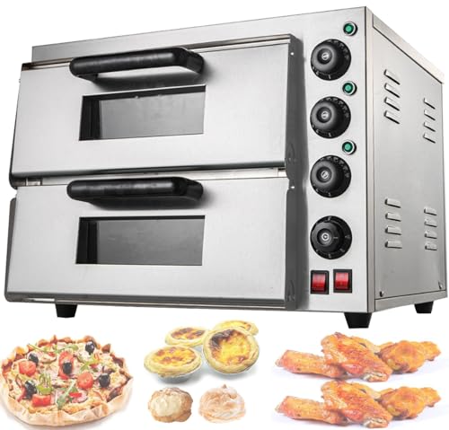 Horno De Pizza De Encimera, Horno Mini Para Pizza, Horno Portátil, Horno Tostador Para Pizza De Sobremesa, Horno Para Pizza De Acero Inoxidable, Para Pan, Pasteles, Pollo,DoubleLayer
