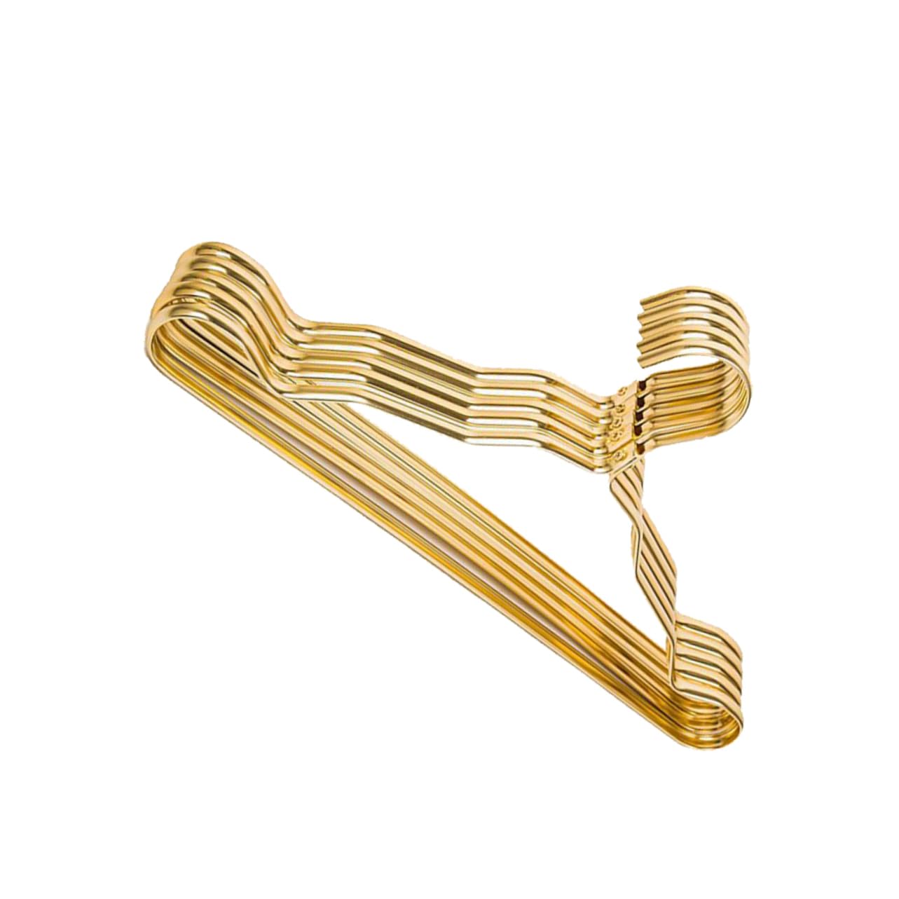 MUCKLILY 5Pcs Golden Aluminum Alloy Clothes Hanger Non Slip Adult Coat Hangers Chic Design for Closet Organization Heavy Duty and Portable Hanging Supplies