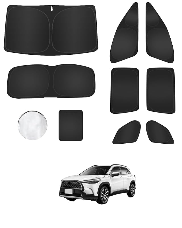 Kit com 6 protetores solares para janelas do Toyota Corolla Cross 2020–2025 RSACET