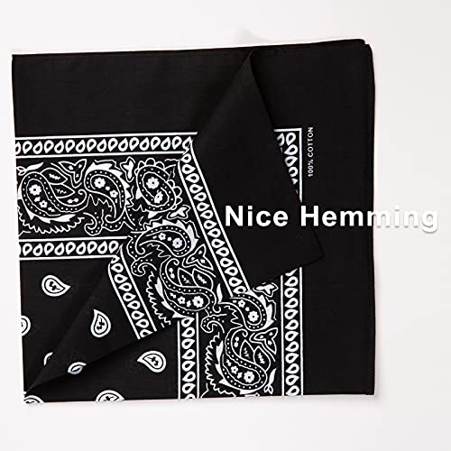 Cocopuss CO-R1-BLACK-3P 22 Inchx22 Inch Cotton Bandanas For Men & Women Pasiley Cowboy Bandana Handkerchiefs thumb #5