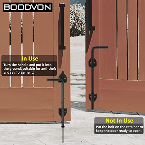 12 Inch Cane Bolt Gate Drop Rod Heavy Duty Gate Hardware, Wooden Fence Latch For Gates, Metal Gates Doors Stopper For Gate Ground, Wrought Iron Gate Latches, Black Finish #TOP2