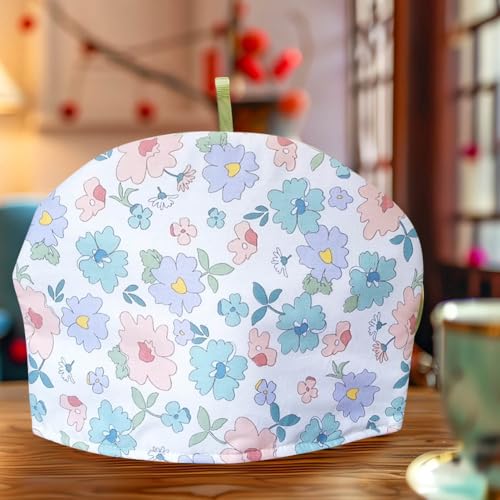 Image of Vintage Tea Cozies, Nature Cotton Tea Pot Warmer, Teapot Dust Proof Insulated Covers Tea Kettle Quilt for Kitchen Home Table Hotel Tea Party Restaurant (Colorful Flower)