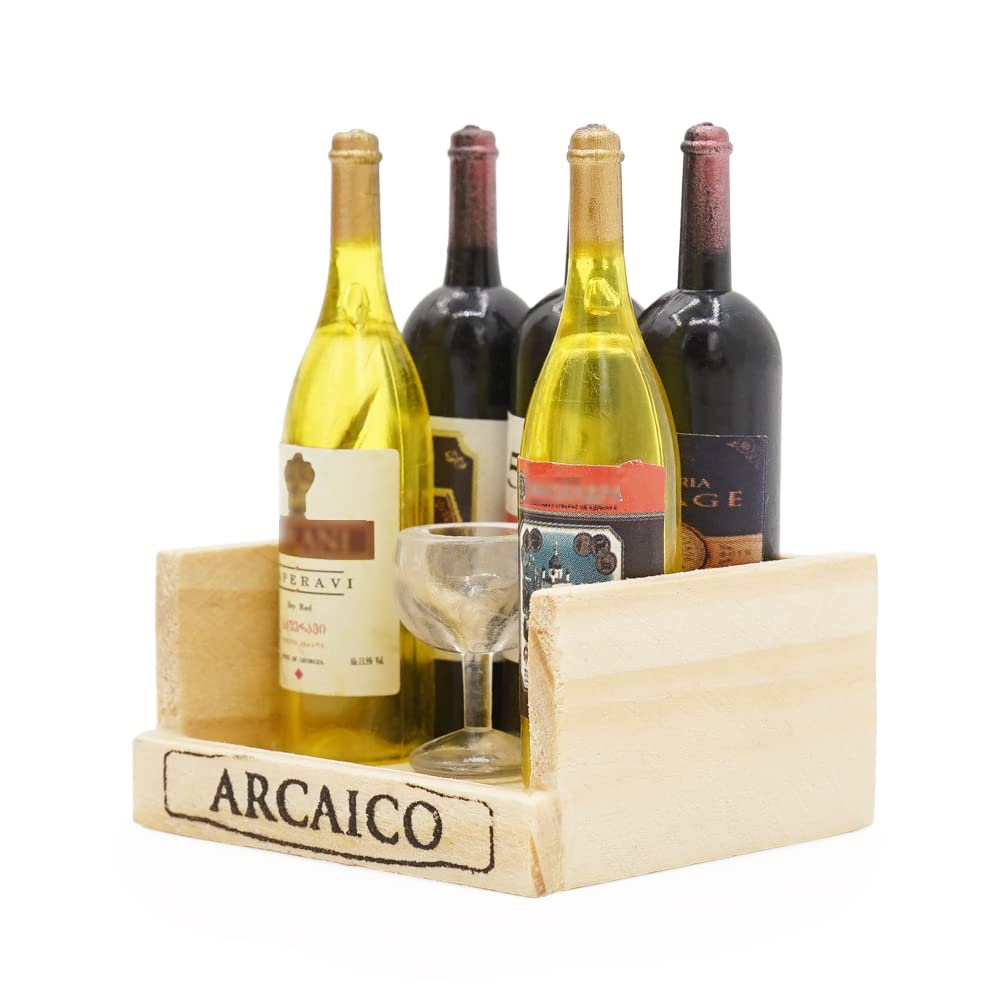 Odoria Miniature 1/6 Casier Vin avec Bouteille et Verre Accessoire Maison de Poupée