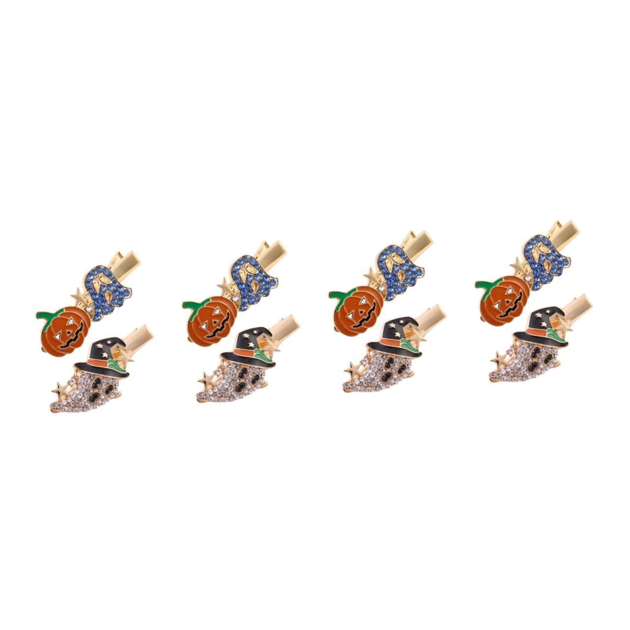 FRCOLOR 4 Sets Einzigartige Halloween-haar-accessoires Gothic Kürbis-haarspangen Geister- Strass Haarspangen Top-clip für Das Haar Modisch und 2 Stück * 4