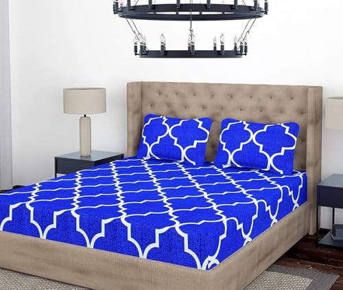Image of BEVI Premium Microfiber 300 TC Fabric Pillow Cover | Ultra Soft & Smooth | Printed Color Pillow | Fade Resistant & Wrinkle Free | Luxury Home Decor | Blue White Line | Pack of 2