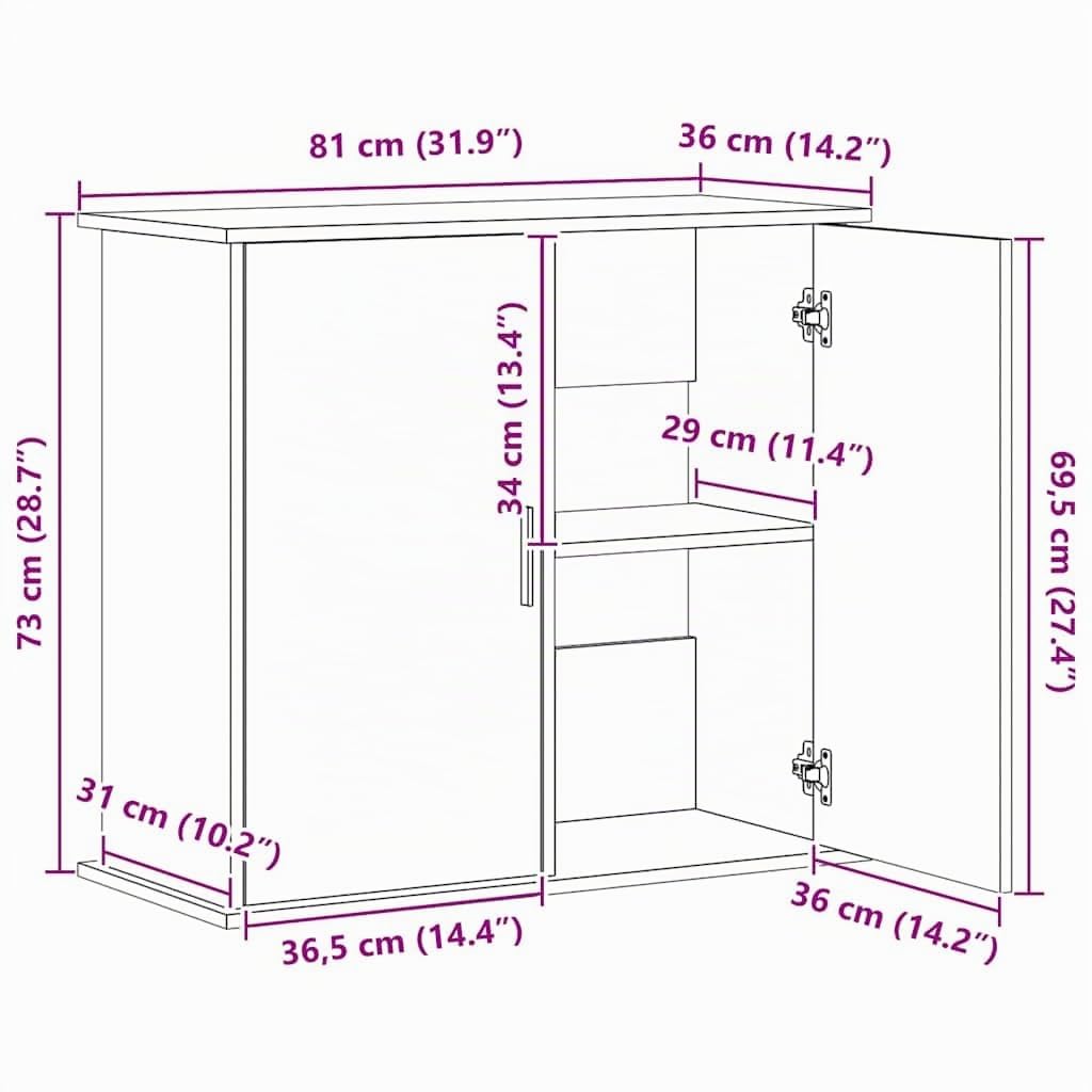 vidaXL Aquariumständer Altholz-Optik 81x36x73 cm Holzwerkstoff, Aquarienschrank, Aquarienunterschrank, Aquarienständer, Aquariumunterschrank