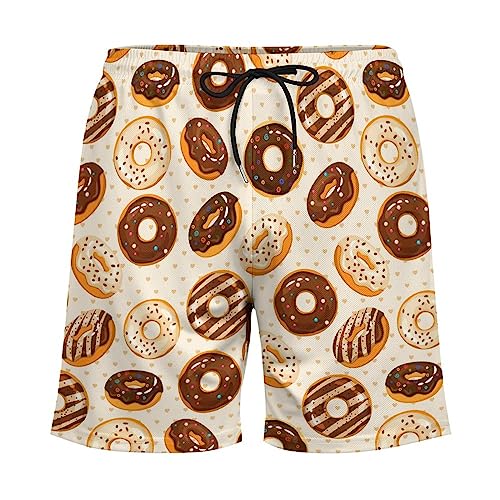 Sugar Chocolate Donuts Men's Swim Trunks Board Shorts with Compression Liner and Pocket Bathing Suits4