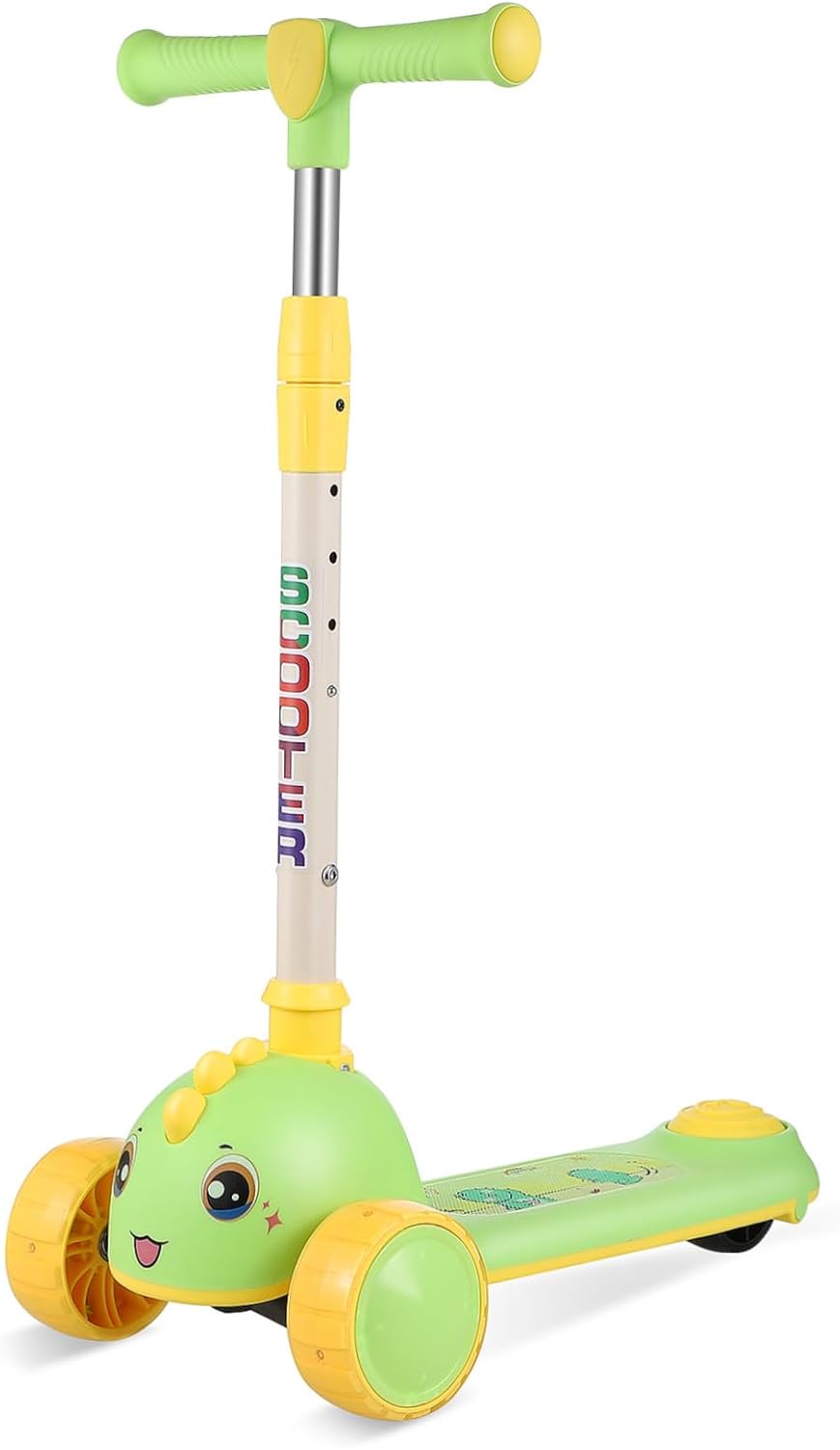 NOLITOY Foldable Scooter with Adjustable Handlebar and Light-up Flashing Wheels Outdoor for Ages Easy Fold Design for Portable Storage and Rugged Durability