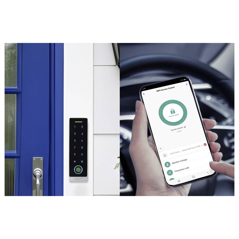 Sygonix SY-7372602 Fingerprint/RFID Zugangssystem Aufputz 12 V/DC, 18 V/DC IP66 mit beleuchteter Tastatur, mit Touchscr